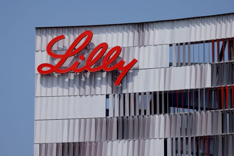 FILE PHOTO: FILE PHOTO: Eli Lilly logo is shown on