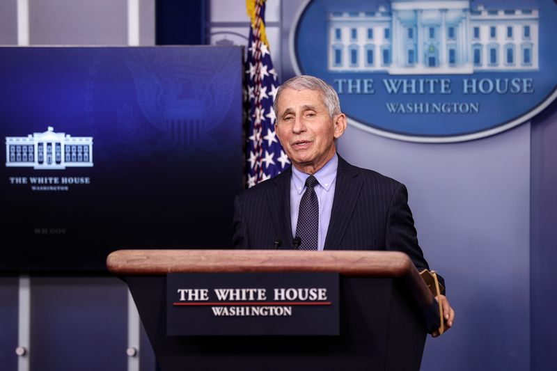 Fauci addresses the daily press briefing at the White House