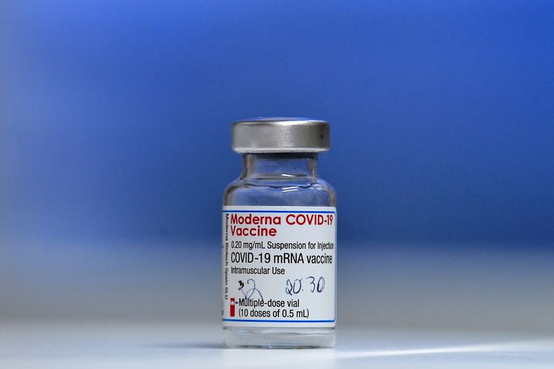 FILE PHOTO: Vial of Moderna COVID-19 vaccine