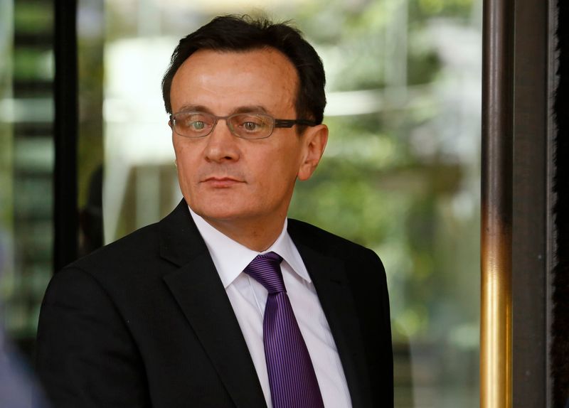 Chief Executive of AstraZeneca Pascal Soriot leaves after appearing at