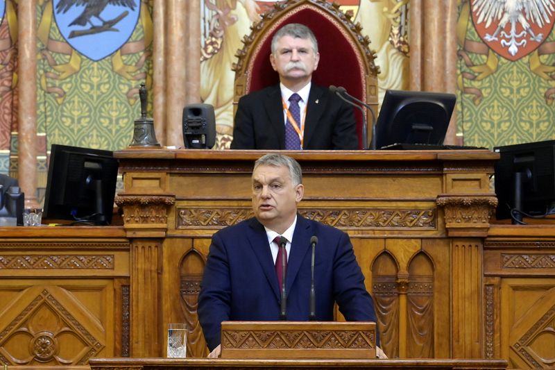 FILE PHOTO: Hungarian Prime Minister Orban addresses Parliament in Budapest