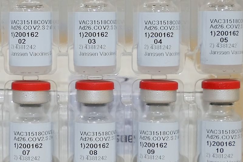 Vials of Johnson & Johnson’s Janssen coronavirus disease (COVID-19) vaccine