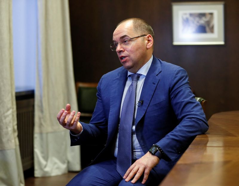 Ukrainian Health Minister Stepanov speaks during an interview in Kyiv