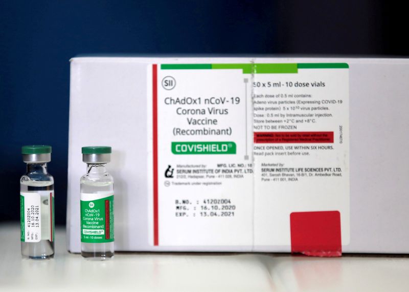 FILE PHOTO: The AstraZeneca COVID-19 vaccine manufactured by Serum Institute