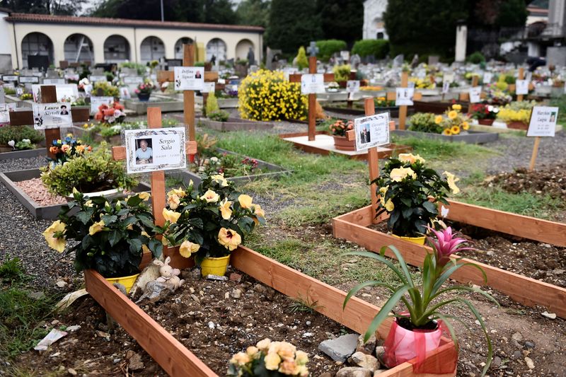 FILE PHOTO: Graves of people who had recently died due