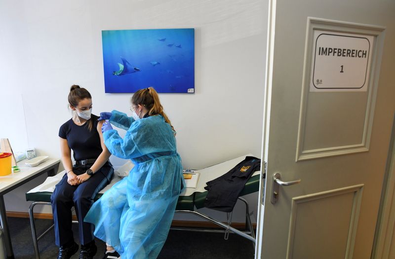 German police staff receive COVID-19 vaccine in Munich