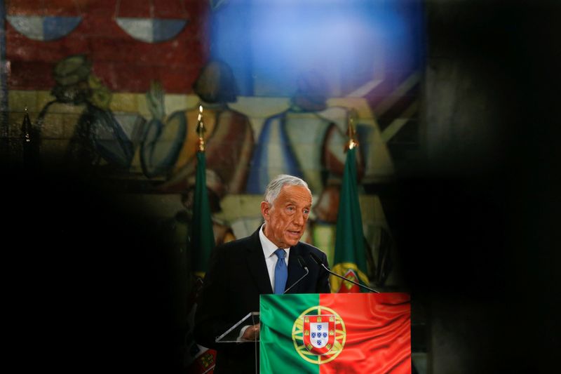 FILE PHOTO: Re-elected Portugal’s President Marcelo Rebelo de Sousa addresses