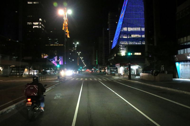 The streets of Sao Paulo city empty overnight under new