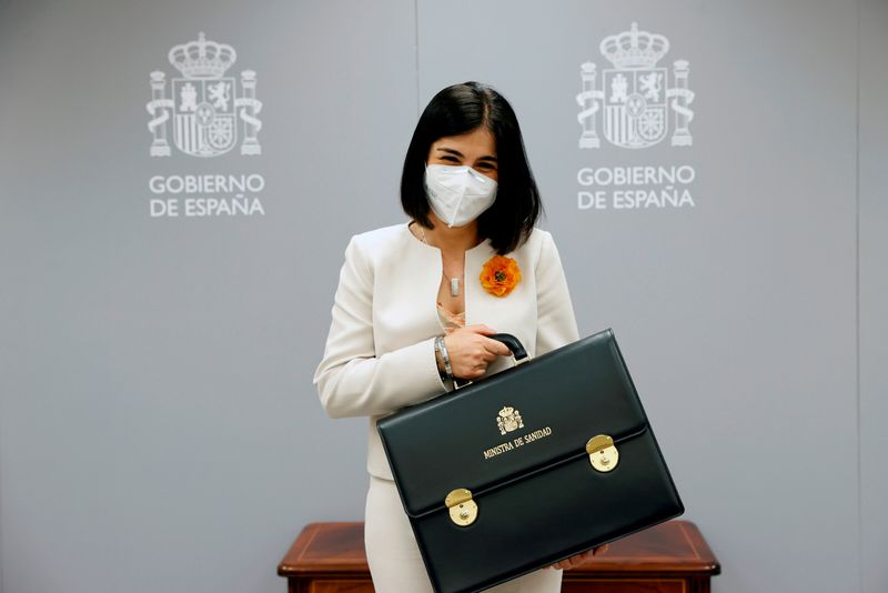 FILE PHOTO: Spain’s new Health Minister Darias holds her ministerial