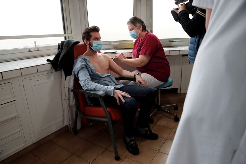 FILE PHOTO: COVID-19 vaccinations at the Foch hospital in Suresnes,