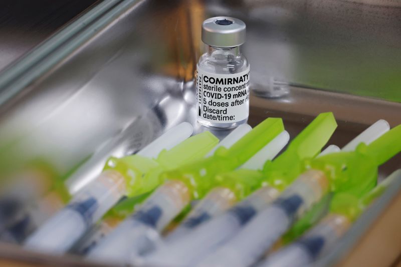 Doses of the Pfizer-BioNTech coronavirus disease (COVID-19) vaccine are seen