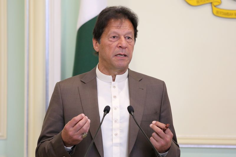 FILE PHOTO: Pakistan’s Prime Minister Imran Khan speaks during a