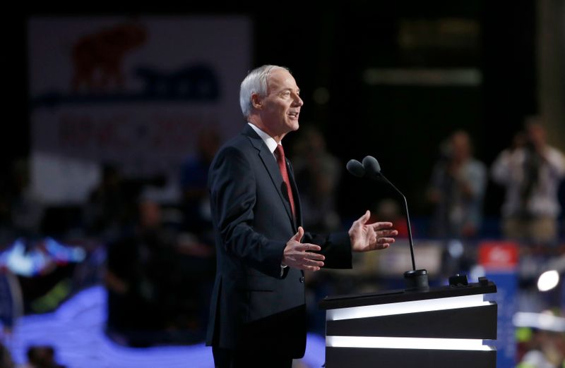 Governor Asa Hutchinson speaks at the Republican National Convention in