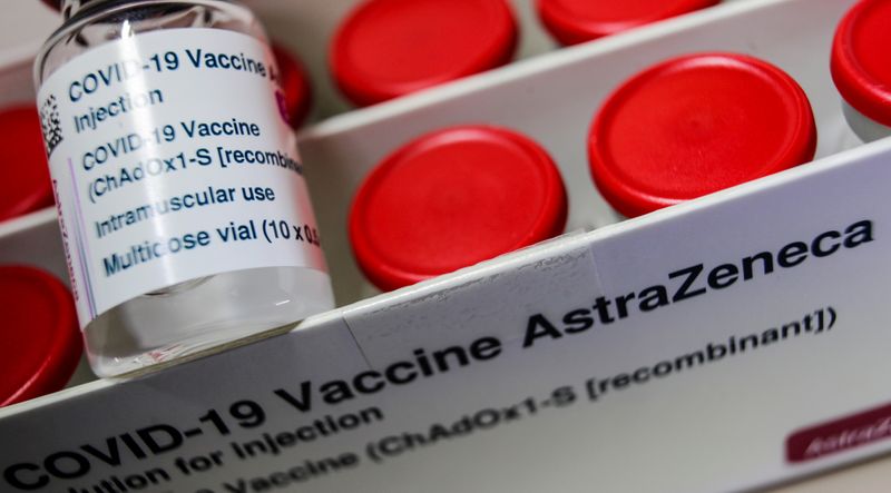 FILE PHOTO: Vial with the AstraZeneca’s coronavirus disease (COVID-19) vaccine