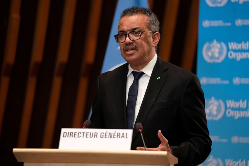FILE PHOTO: WHO Director-General Tedros Adhanom Ghebreyesus speaks during the