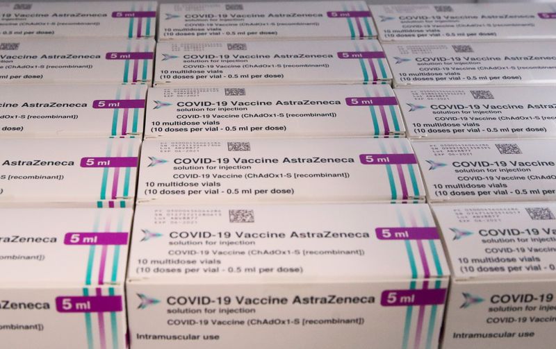 AstraZeneca COVID-19 vaccine is seen at a vaccination center in