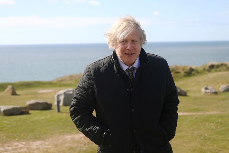 Britain’s PM Johnson visits Haven Perran Sands Holiday Park in