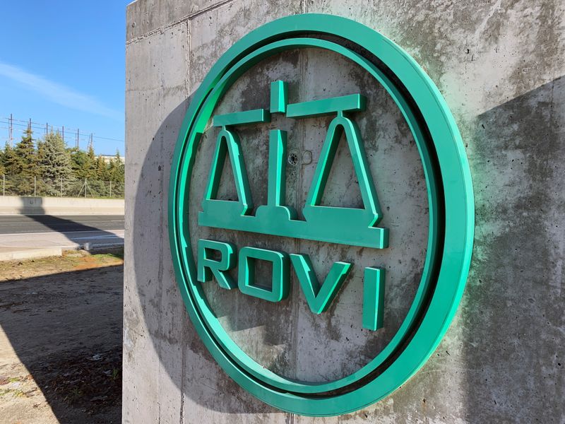 FILE PHOTO: The logo of Spanish pharmaceutical firm Rovi, in