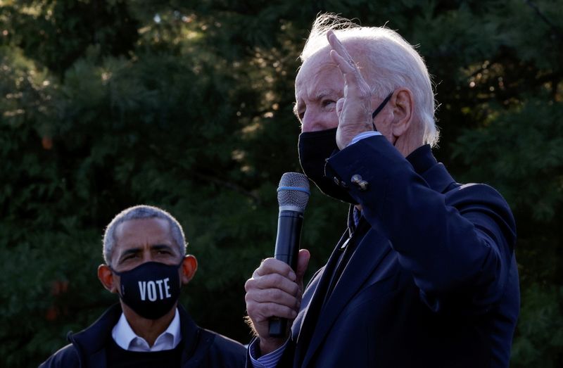 Democratic U.S. presidential nominee Joe Biden at a campaign canvas