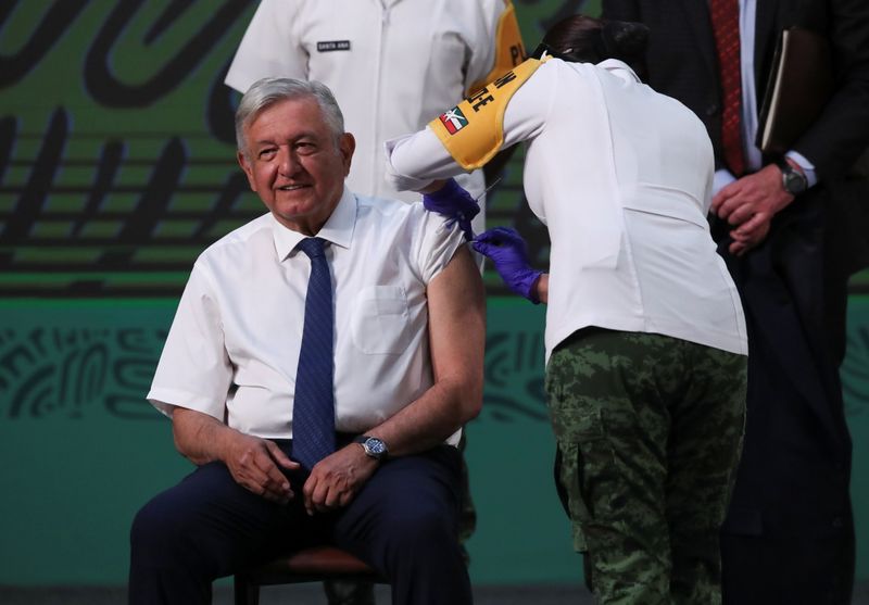 Mexico’s President Andres Manuel Lopez Obrador receives COVID-19 vaccine at