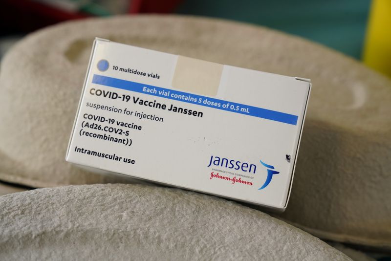 A box of Johnson & Johnson’s COVID-19 vaccines is seen