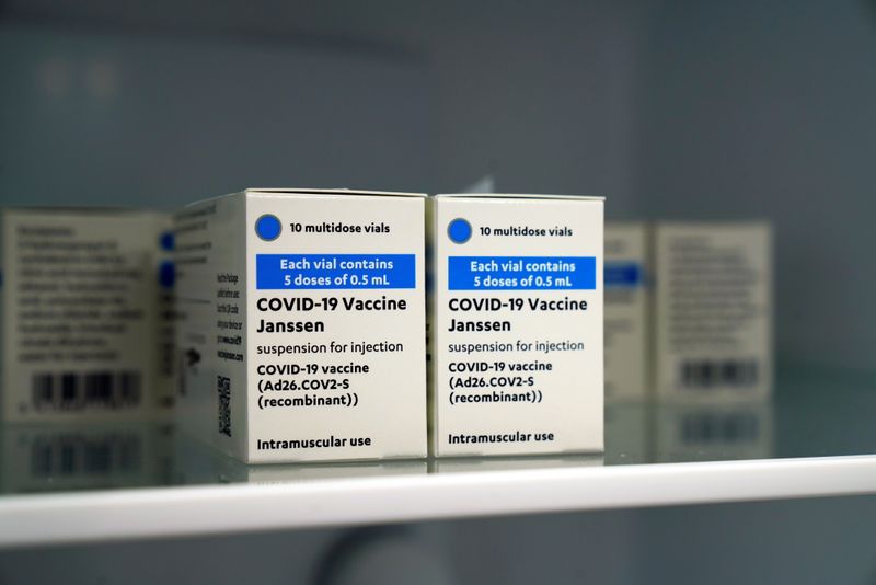 Johnson & Johnson’s COVID-19 vaccines are kept refrigerated at the