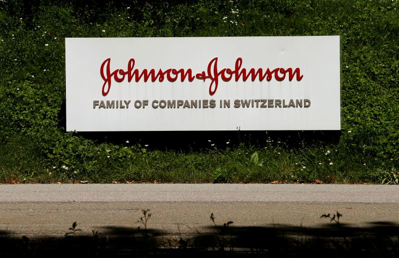 FILE PHOTO: Logo of healthcare company Johnson & Johnson is