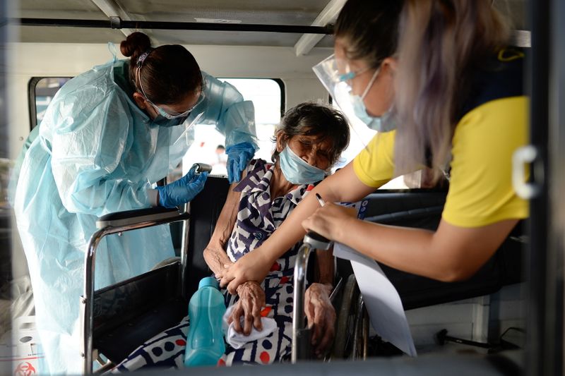 Drive-thru vaccination in Makati city, Philippines
