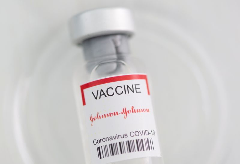 Vial labelled “Johnson&Johnson coronavirus disease (COVID-19) vaccine” is seen in
