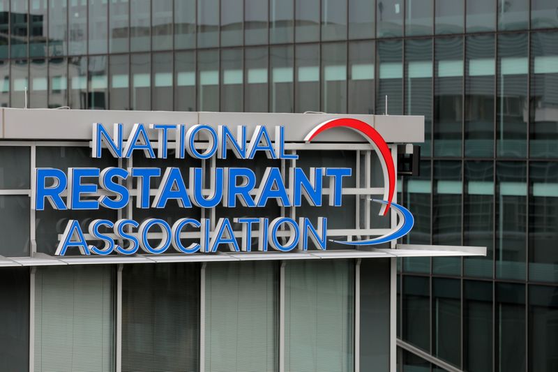 The logo of the National Restaurant Association is seen on
