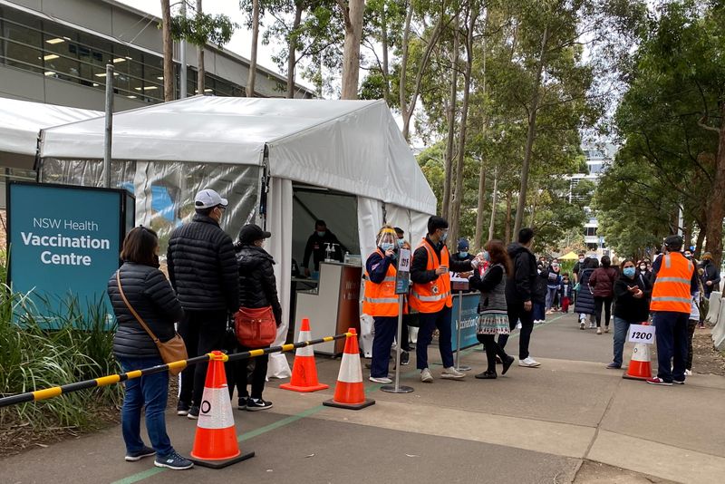 COVID-19 vaccination centre at Sydney Olympic Park in Sydney