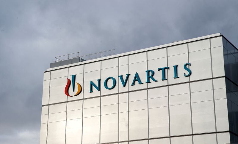 FILE PHOTO: Logo is seen at new factory of Novartis
