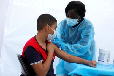 FILE PHOTO: Coronavirus disease (COVID-19) vaccination event outside the Bronx