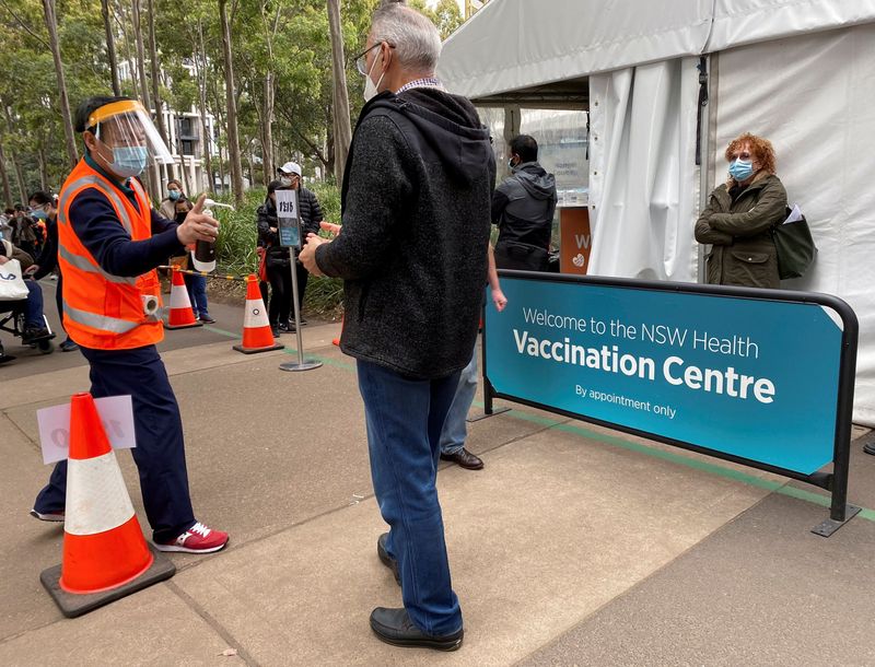 FILE PHOTO: COVID-19 vaccination centre at Sydney Olympic Park in