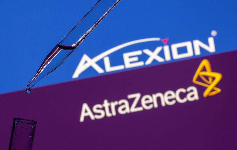 Photo illustration of Alexion Pharma and AstraZeneca logos