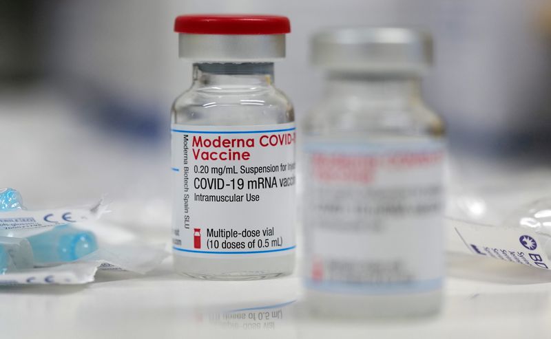 FILE PHOTO: A vial of the Moderna COVID-19 vaccine is
