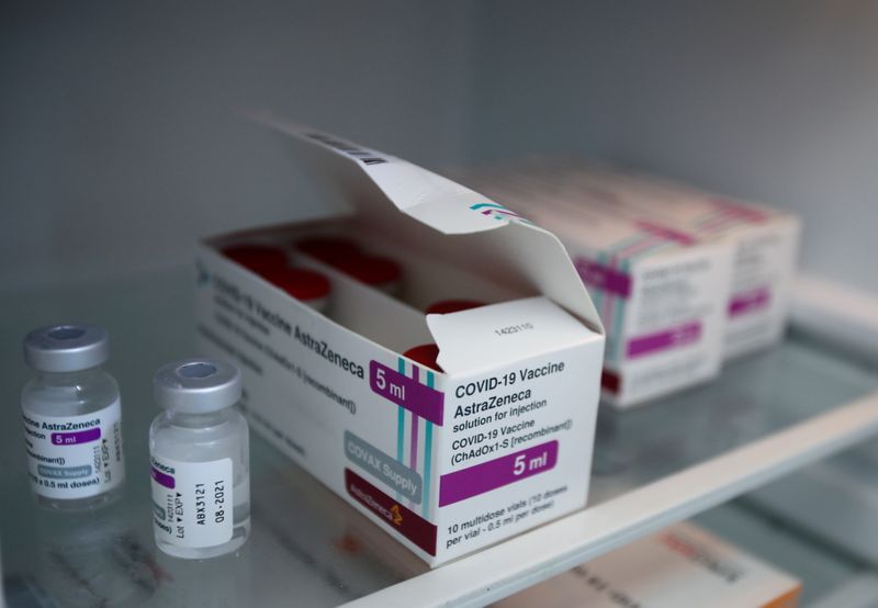 FILE PHOTO: Boxes of AstraZeneca’s COVID-19 vaccine are seen at