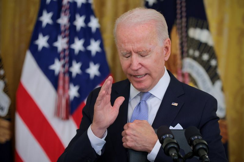 U.S. President Joe Biden answers questions about the pace of