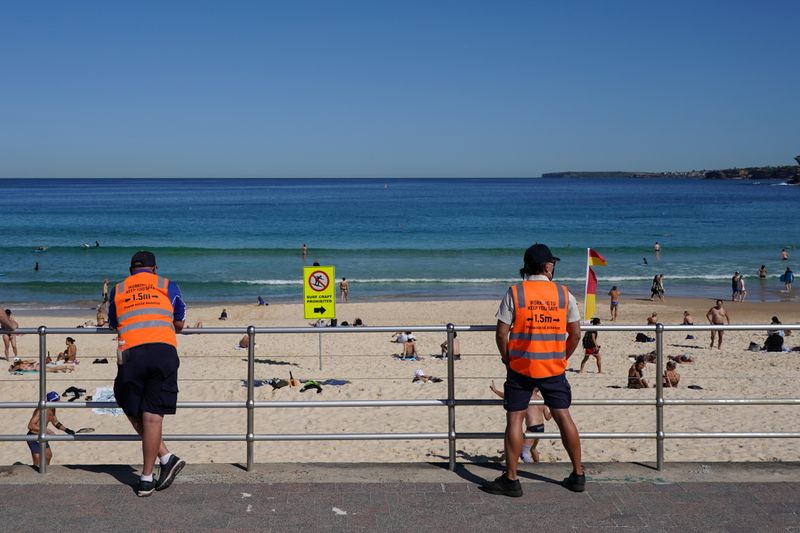 People take to Bondi Beach during a COVID-19 lockdown in