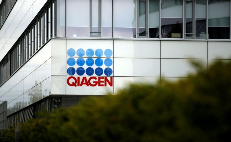 FILE PHOTO: A logo of a testing company Qiagen is