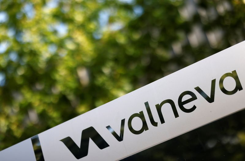 The logo of Valneva SE is pictured at the company’s