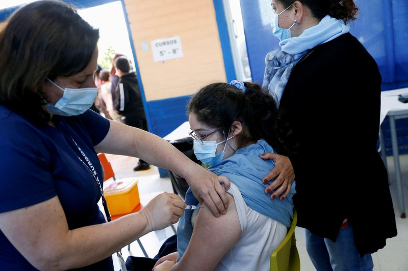 Chilean authorities launch children vaccination campaign at schools, in Concon