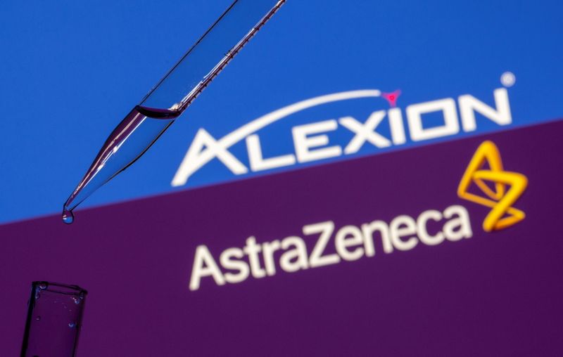 FILE PHOTO: Photo illustration of Alexion Pharma and AstraZeneca logos