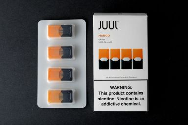 FILE PHOTO: JUUL e-cigarette vaping pods are shown in this