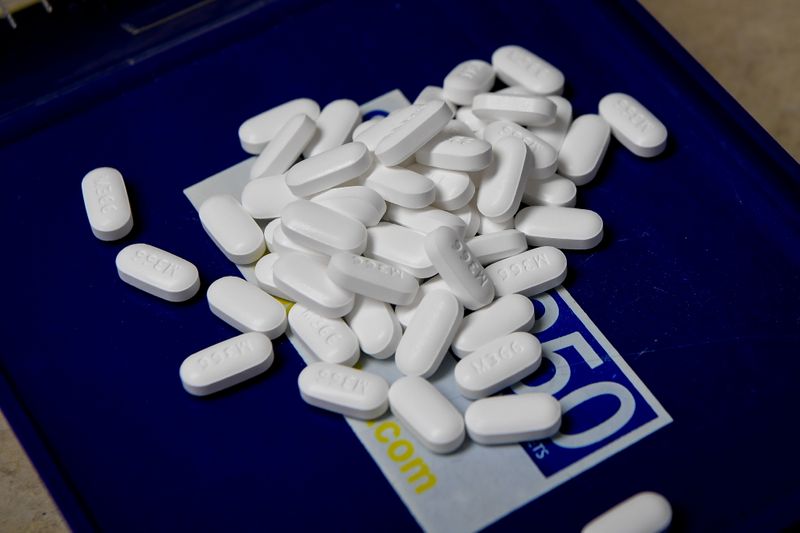 FILE PHOTO: Tablets of the opioid-based Hydrocodone at a pharmacy