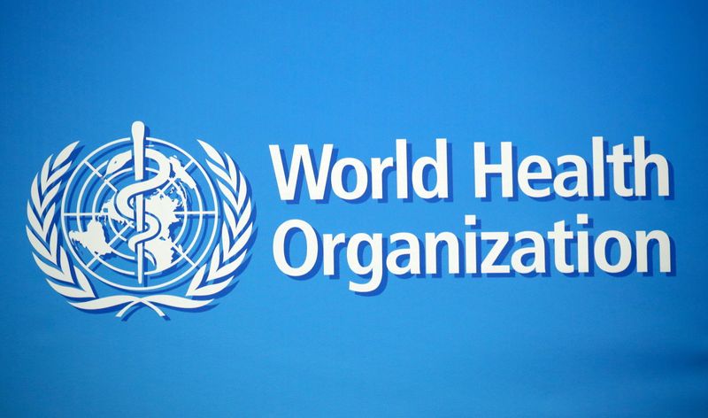FILE PHOTO: The WHO logo is pictured at the WHO