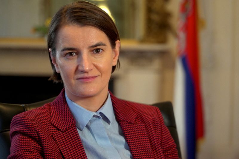 FILE PHOTO: Serbia’s Prime Minister Ana Brnabic poses for a