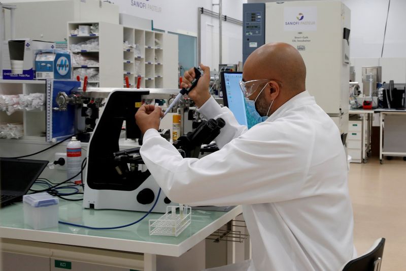FILE PHOTO: A researcher works in an industrial development laboratory