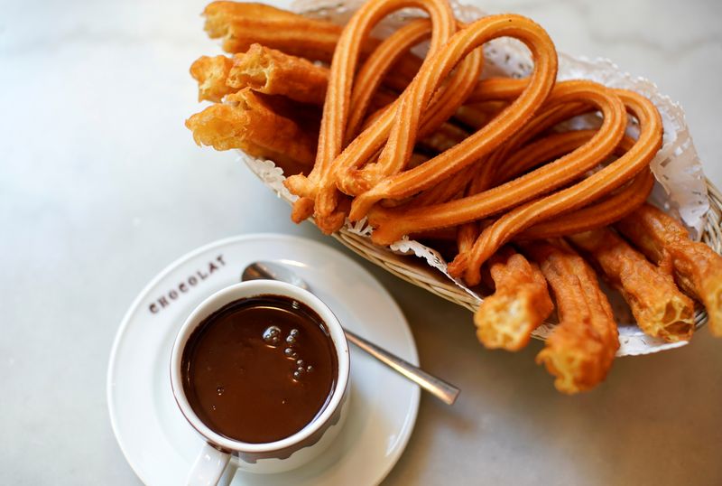 FILE PHOTO: A chocolate con churros is seen at the