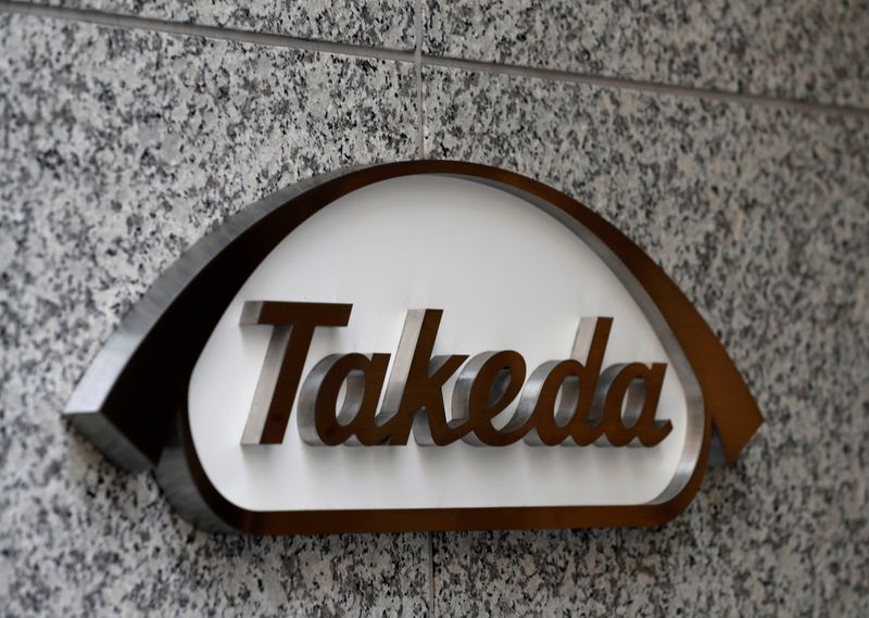 FILE PHOTO: Takeda Pharmaceutical Co’s logo is seen at its